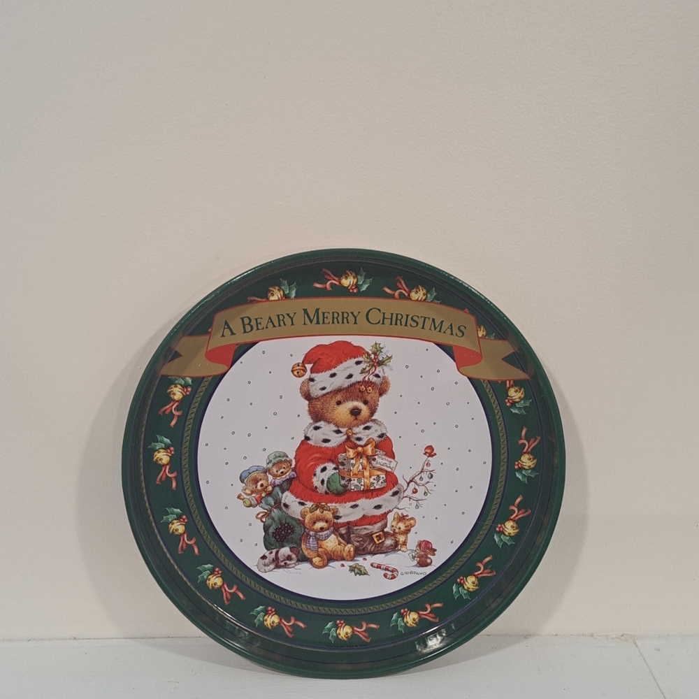 Vintage 1993 Giordano " A Beary Merry Christmas " Metal Serving Tray.